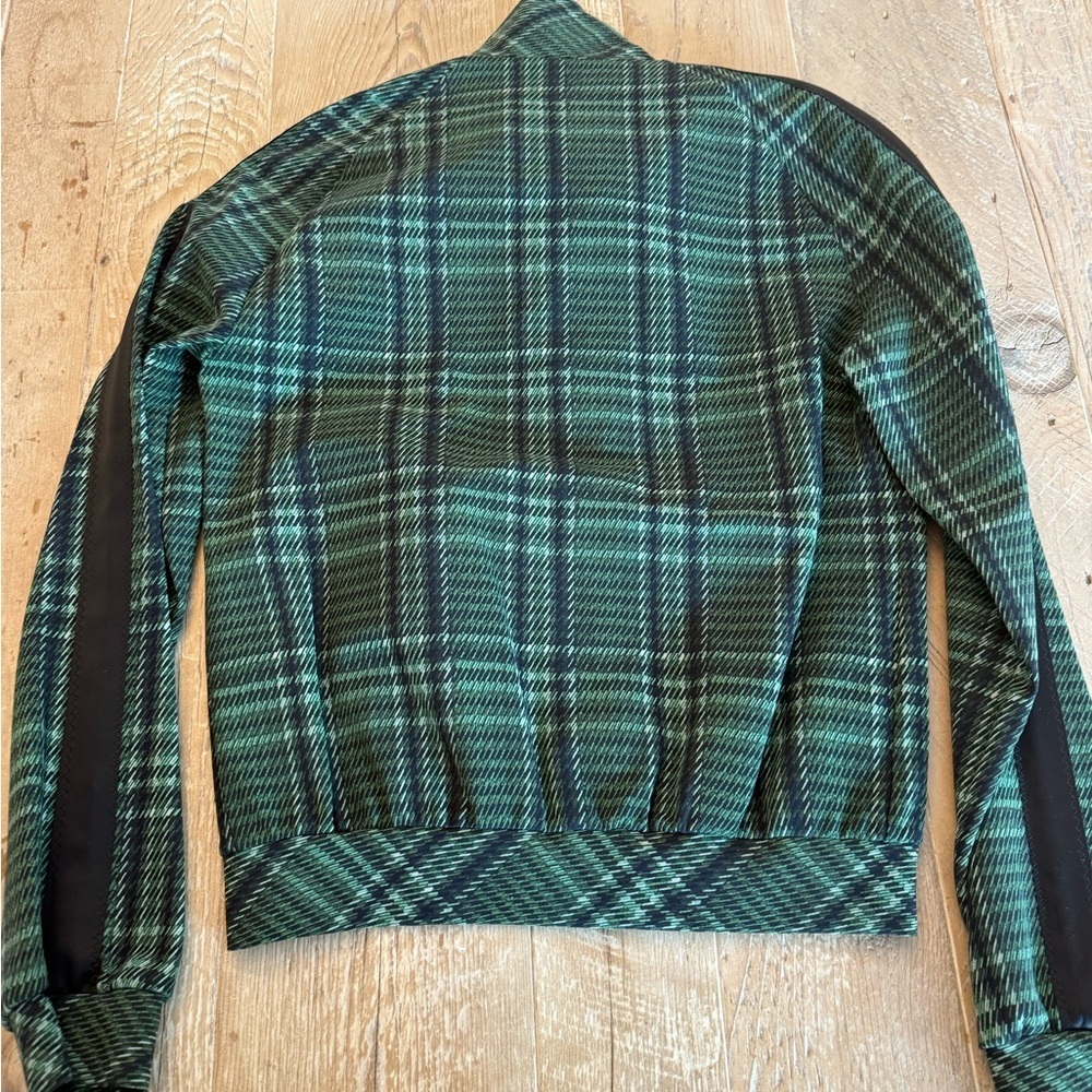 Chiara Boni Utaki Green Plaid Zip-Front Track Jacket Black Accent NWT Size 0 - Picture 12 of 14